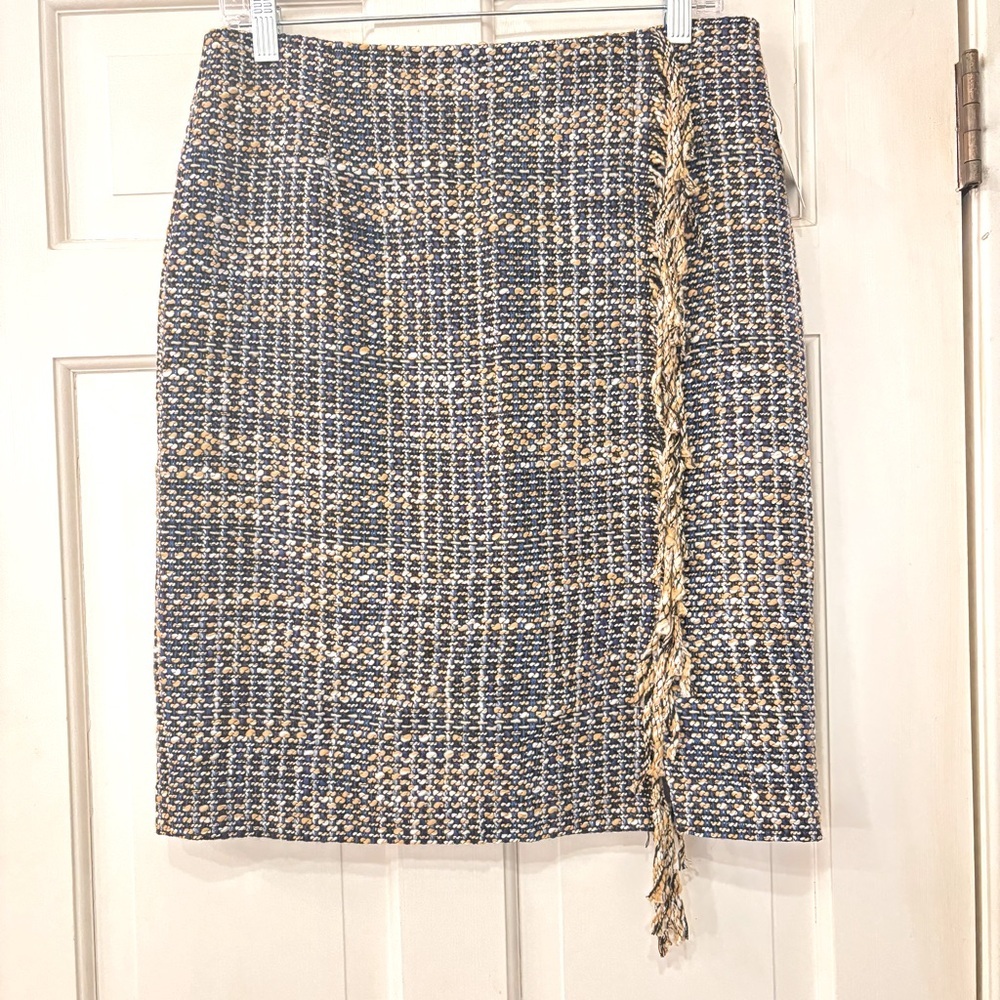 Halogen blue fringe skirt. NWT size 8